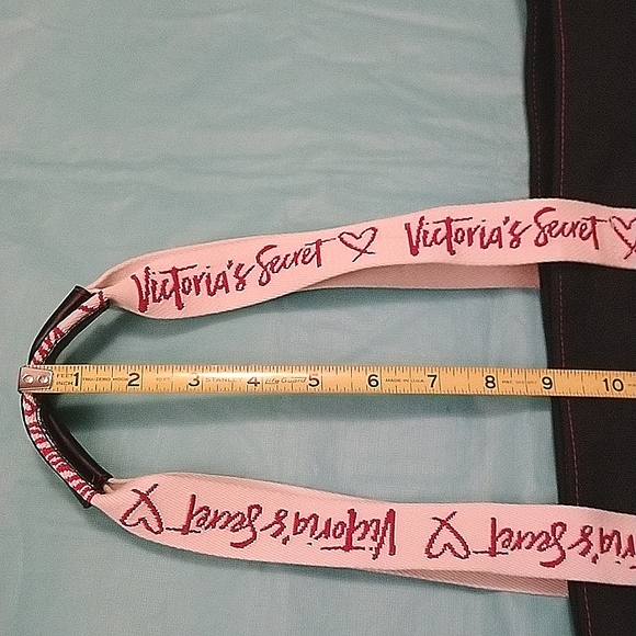 GUC Victoria's Secret Logo Strap Black Canvas Tote Bag - Picture 10 of 12